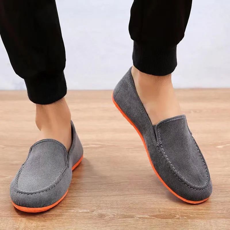 Heren Grote Maat Loafers Platte Schoenen Slippers Stof Anti-slip Mens Fashion Zomerstijl Zachte Mens Moccasins