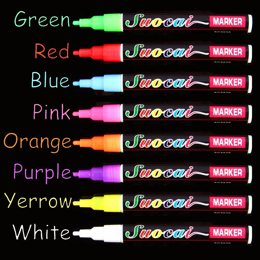 8 color Highlighter Liquid Chalk Marker Pens for School Art Painting 8 Colors Round&Chisel Tip 3mm 6mm free shipping