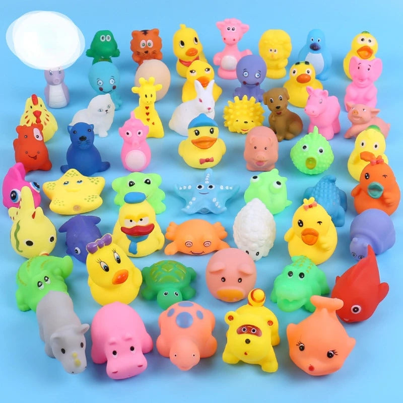 10Pcs/Set Cute Animals Swimming Water Toys For Children Soft Rubber Float Squeeze Sound Squeaky Bathing Toy For Baby Bath Toys