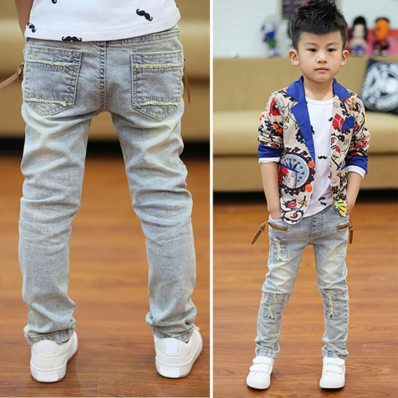 IENENS 5-13Y Kids Boys Clothes Skinny Jeans Classic Pants Children Denim Clothing Trend Long Bottoms Baby Boy Casual Trousers