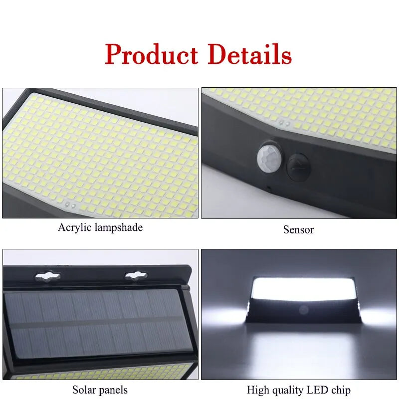 468 LED Solar Light Human Motion Sensor IP65 Waterproof Outdoor Automatic Lighting Garden Street Light