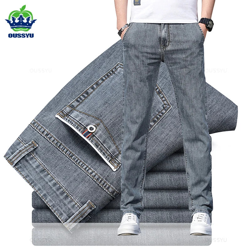 2024 Stretch Skinny Jeans Men Fashion Casual Slim Fit Denim Designer Elastic Pants Grey Brand Trousers Male Large size 38 40