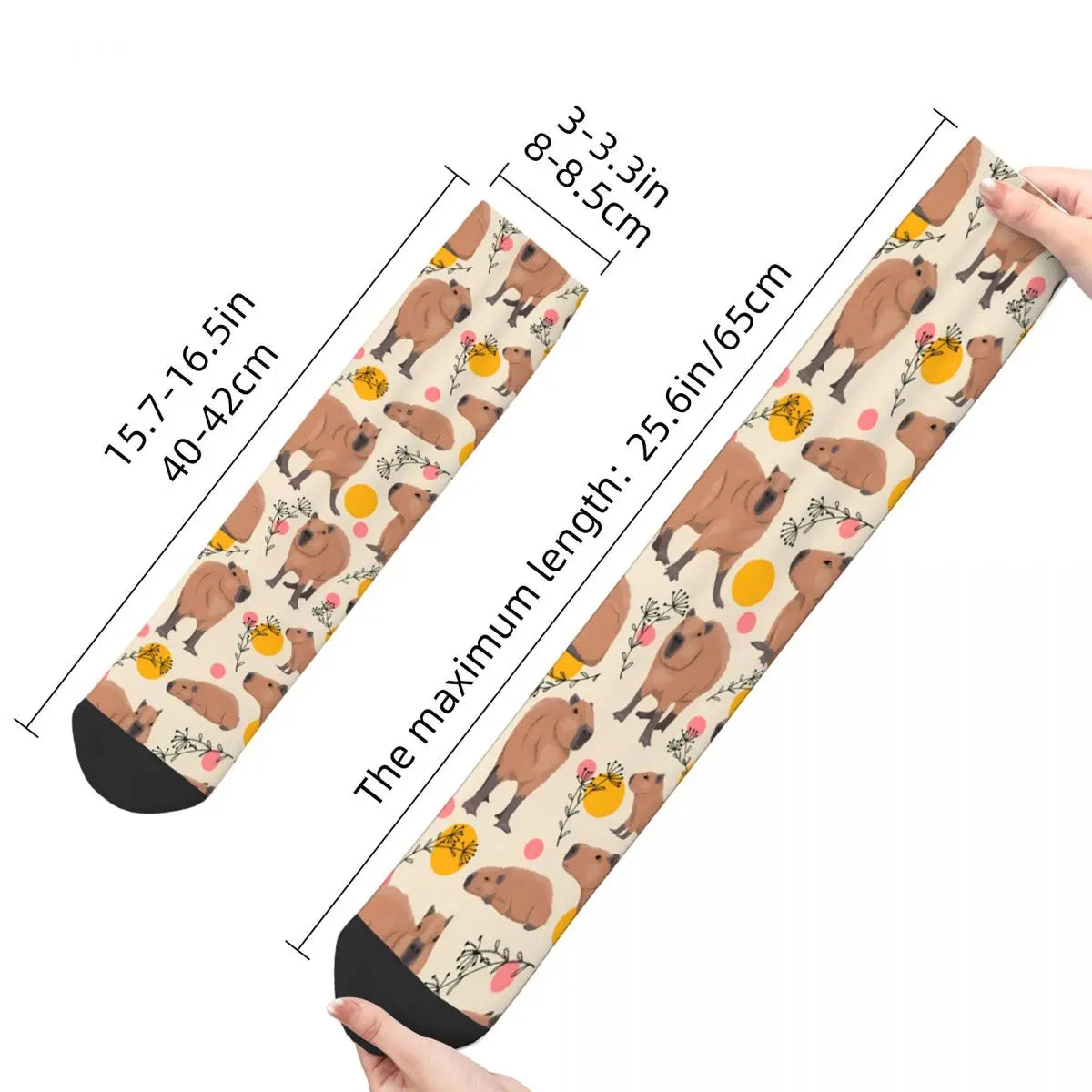 Doodle Plants Capybara Guinea Pig Cavia Porcellus Animal Unisex Winter Socks Hip Hop Happy Socks street style Crazy Sock