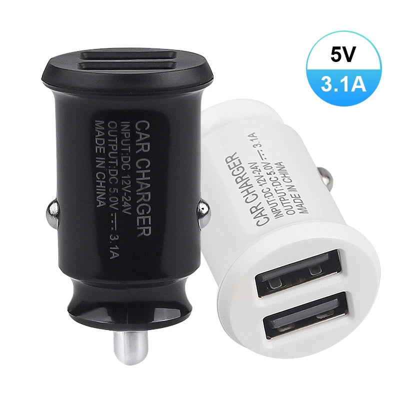 5v 3.1A Dual USB Fast Charging Car Charger USB C Car Phone Charger Adapter For iPhone 13 12 Xiaomi Samsung Huawei Universal