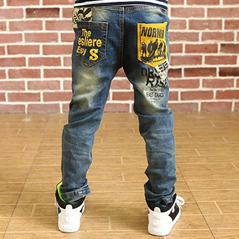 IENENS Boy Girls Trousers Skinny Jeans Elastic Waist Pants 4-13 Years Kids Boys Denim Clothing Clothes Sports Bottoms