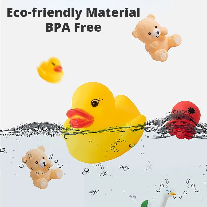 10Pcs/Set Cute Animals Swimming Water Toys For Children Soft Rubber Float Squeeze Sound Squeaky Bathing Toy For Baby Bath Toys