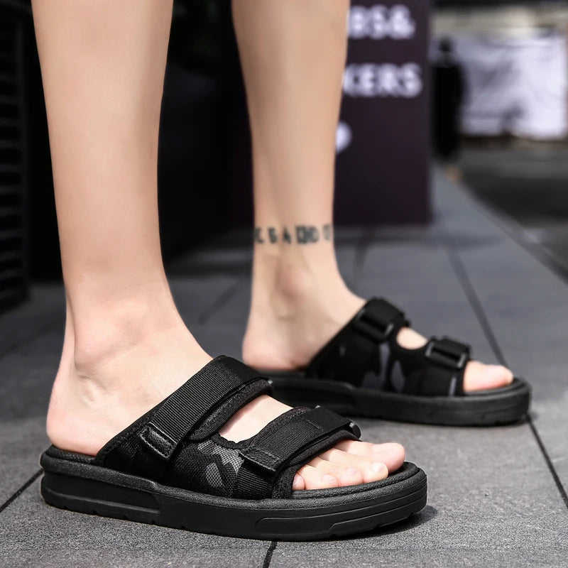 Men's Sandals Luxury Brand Summer Men Slippers Shoes Beach Slipper Open Toe Hook&loop Wear-resisting Sandals Schoenen Mannen