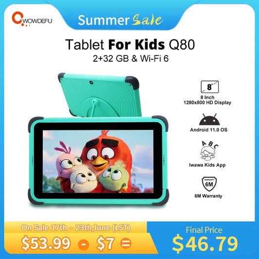 CWOWDEFU Kids Tablet 8 Inch HD 1280x800 Android 11.0 Wifi 6 5+8MP Camera Google Play Tablets for Children Students 2GB 32GB Gift