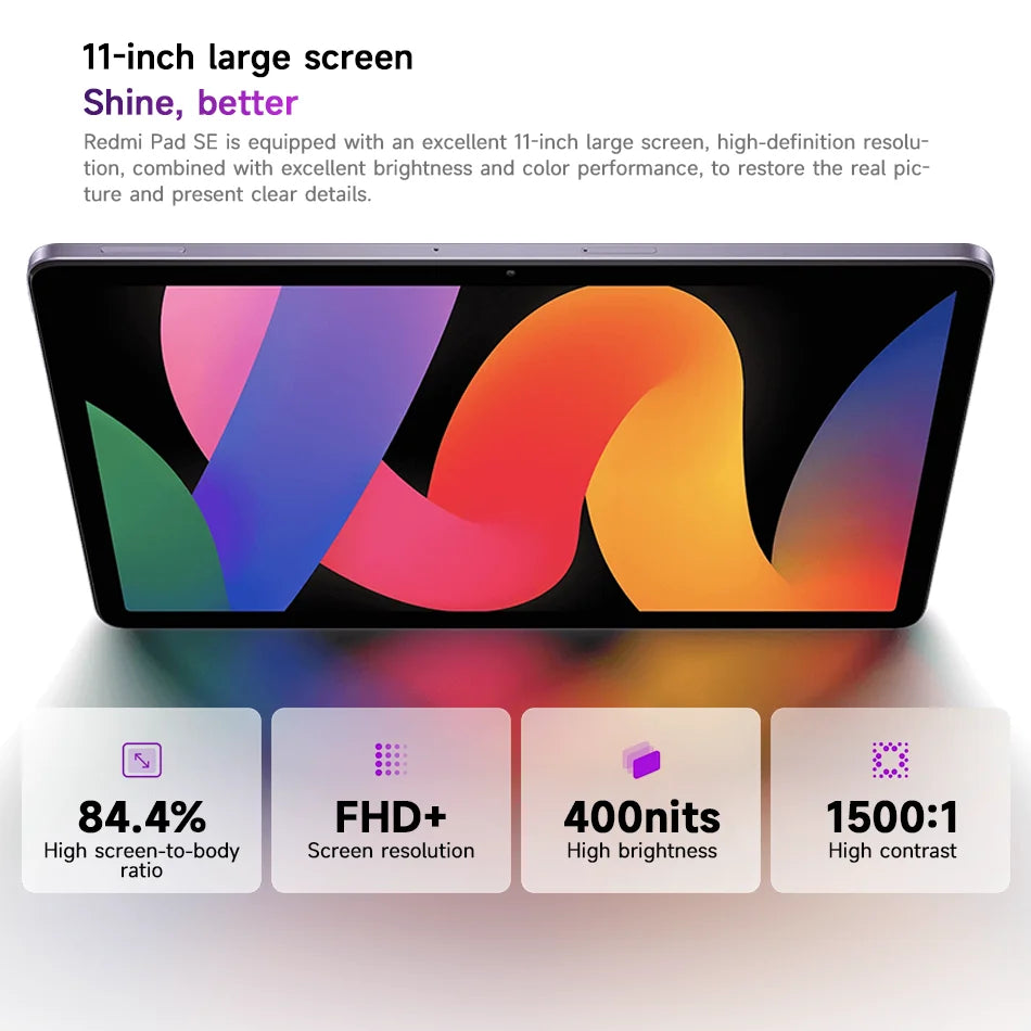 Xiaomi Redmi Pad SE Global ROM 128GB/256GB 8000mAh Battery 11 inch FHD+ 90Hz Display Quad Speakers Snapdragon 680 Mi Tablet