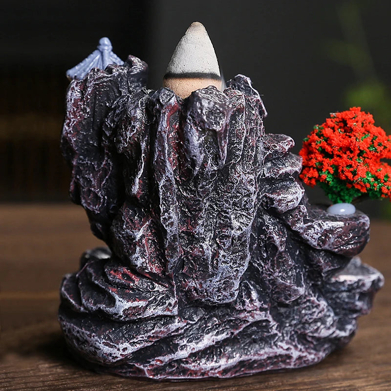 1PC Yoga Room Mountains River Waterfall Fragrance Fireplace Incense Burner Backflow Aroma Smoke Zen Censer Holder