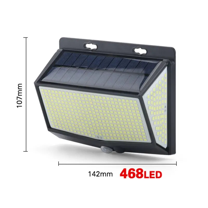 468 LED Solar Light Human Motion Sensor IP65 Waterproof Outdoor Automatic Lighting Garden Street Light