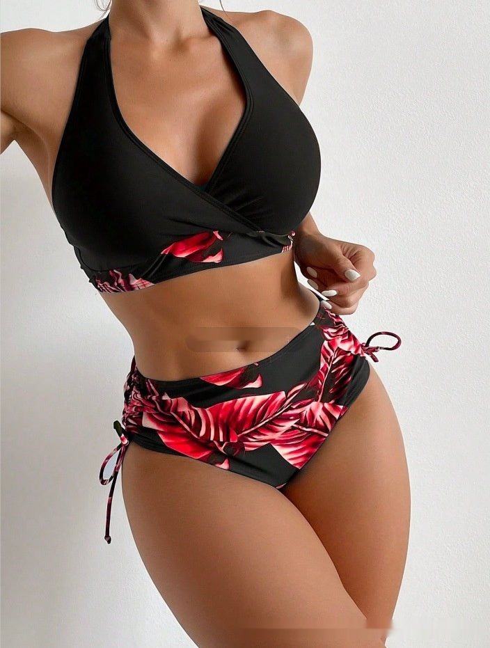 Bikini voor vrouwen, hoge taille, haltebikini-badpak hoge kortingen vele kleuren